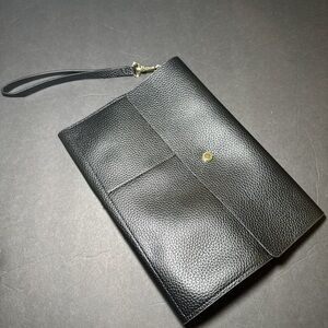 Steve Madden Black Leather Clutch Wristlet